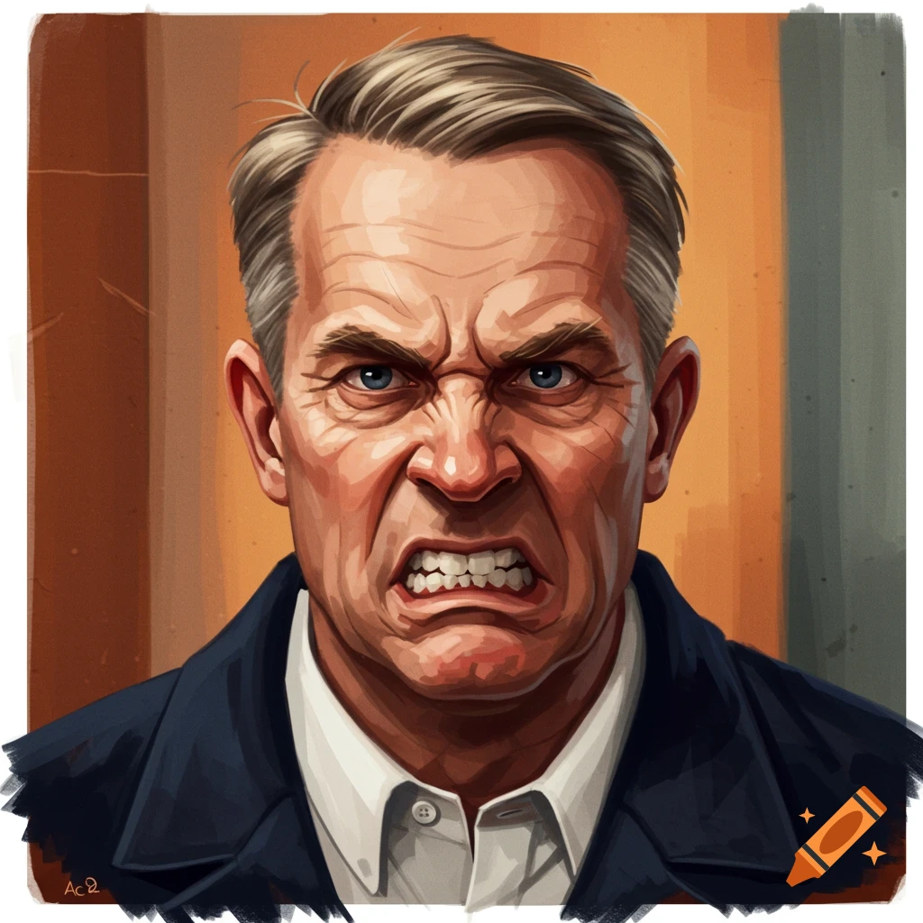 An angry man's face.