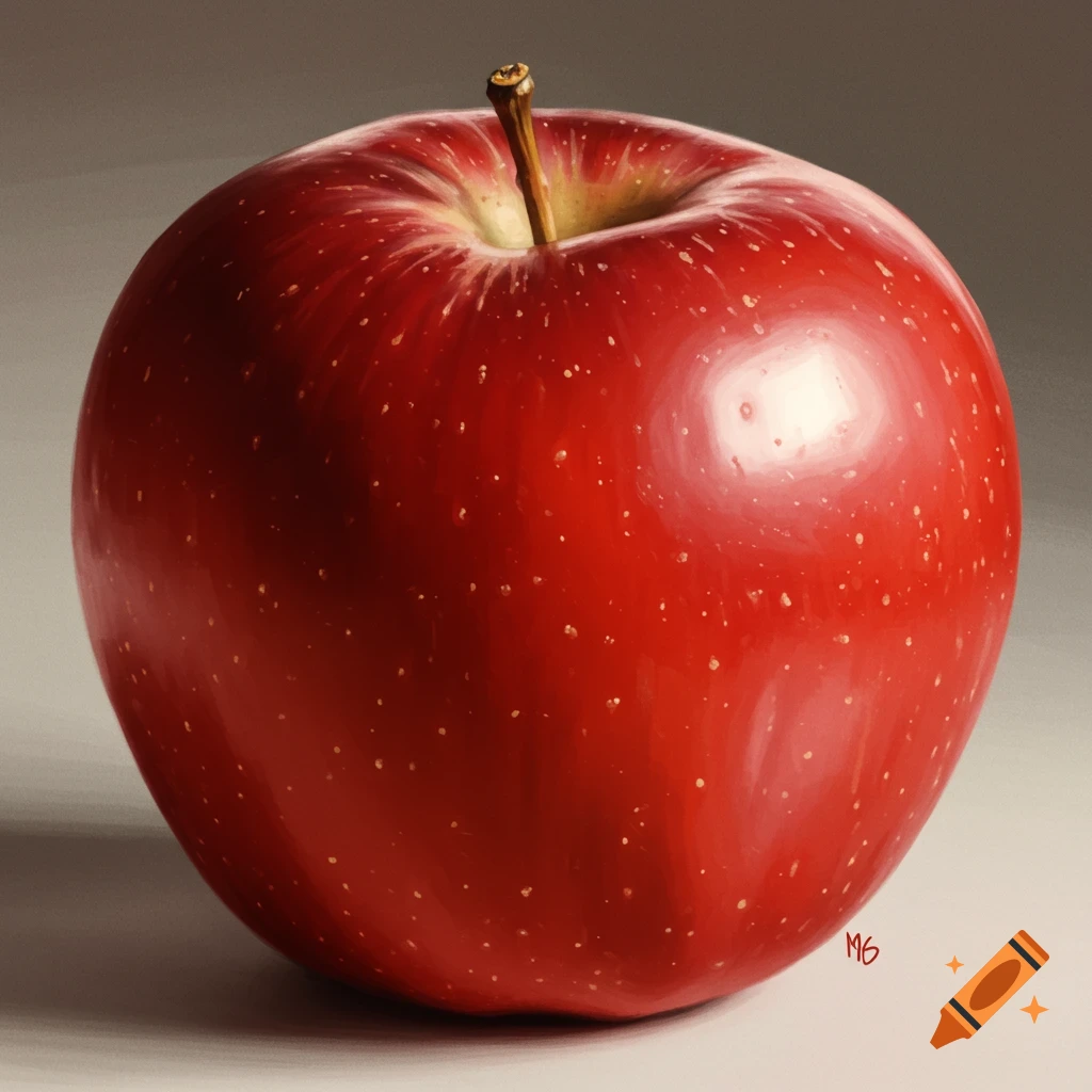 A red apple with a stem.