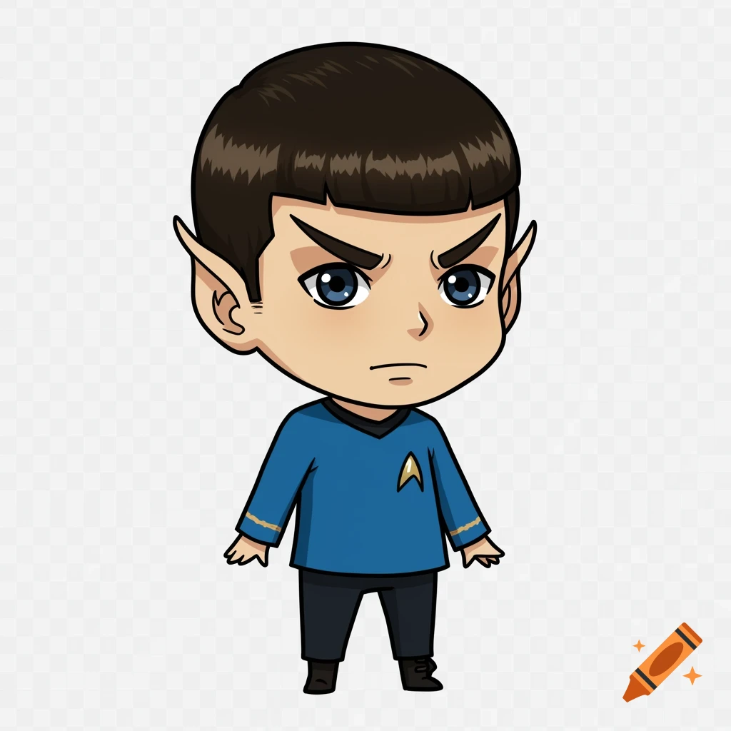 Chibi Spock in a blue Starfleet uniform
