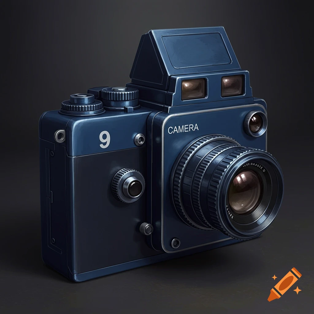 A blue camera.