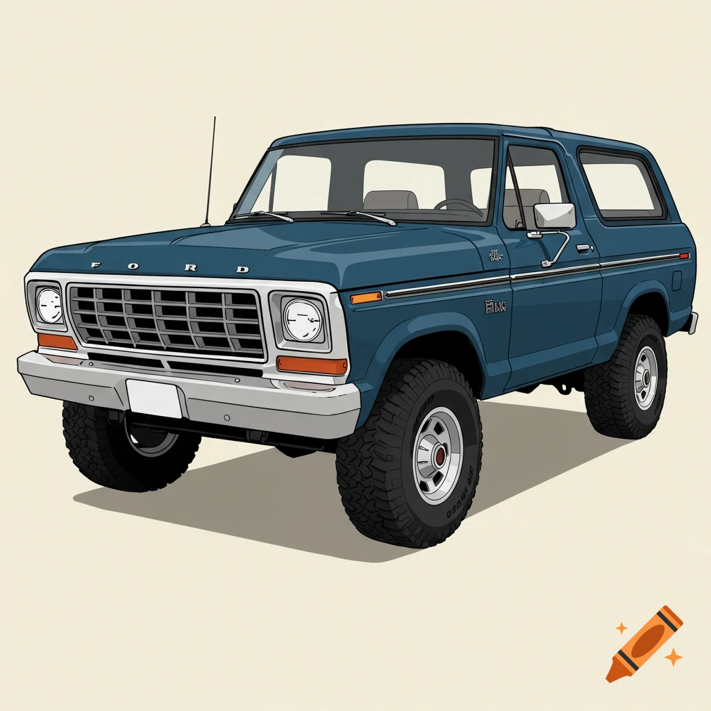 Blue 1979 Ford Bronco vector art