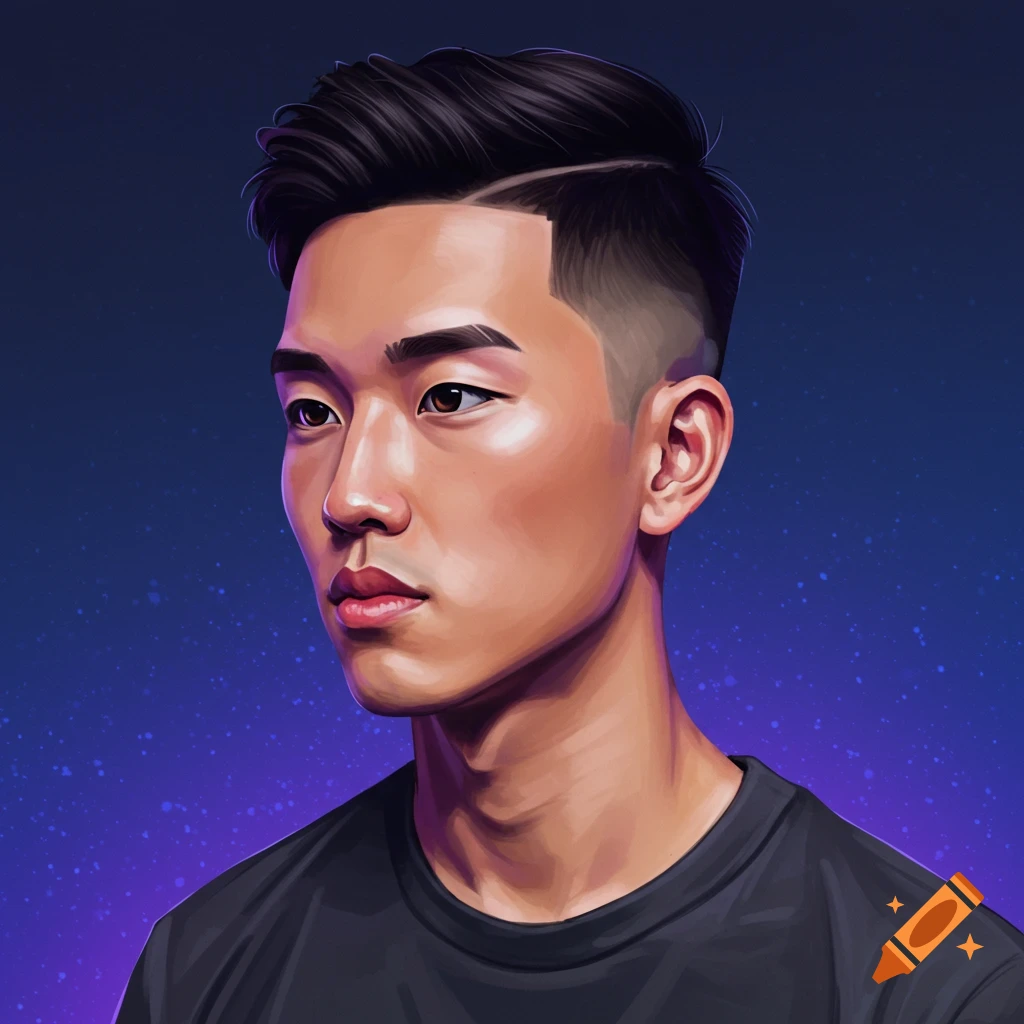 A young Asian man with a low taper fade haircut.