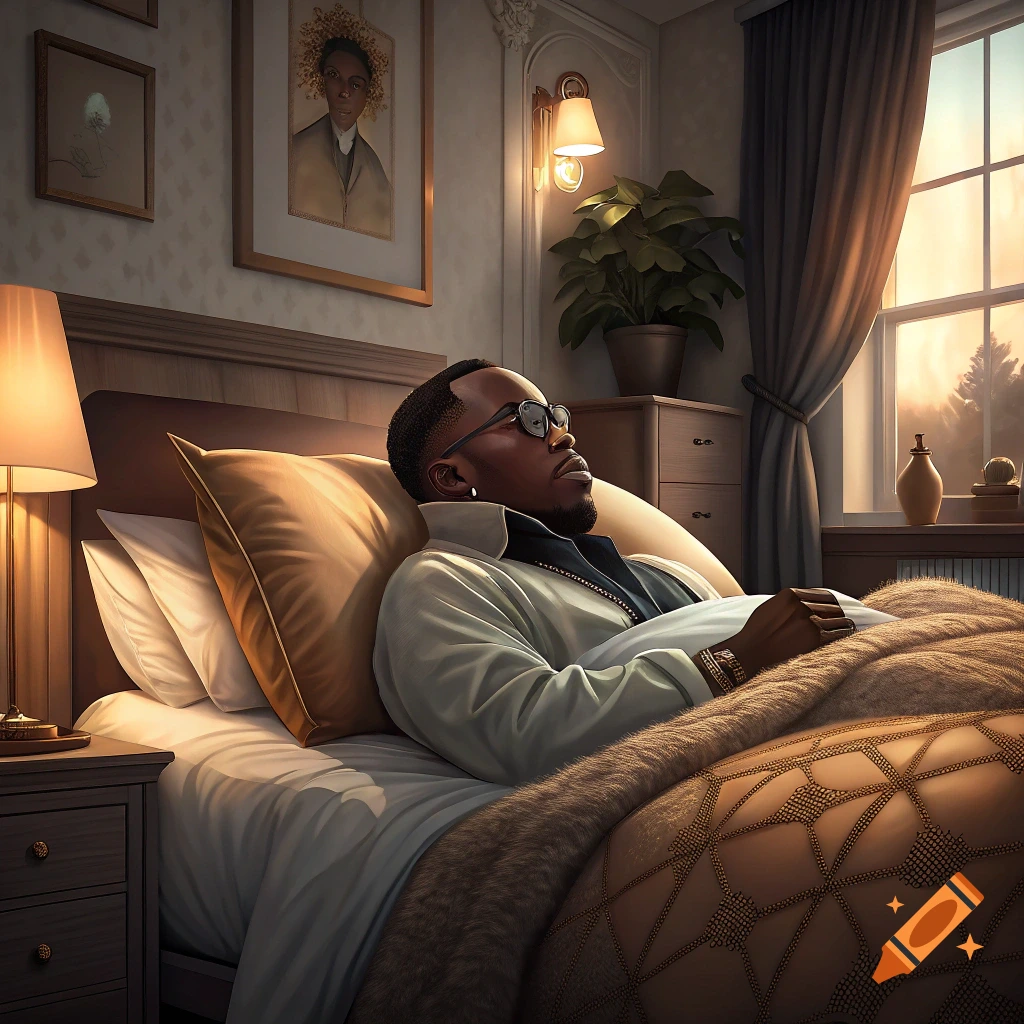 Man napping in a realistic bedroom