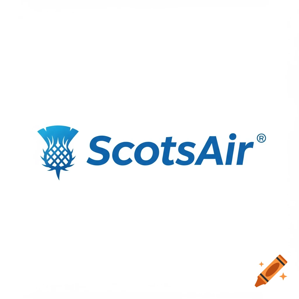 Logo featuring a blue thistle symbol and the text ScotsAir