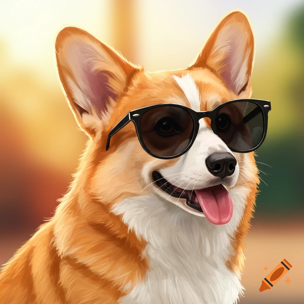 A corgi wearing sunglasses