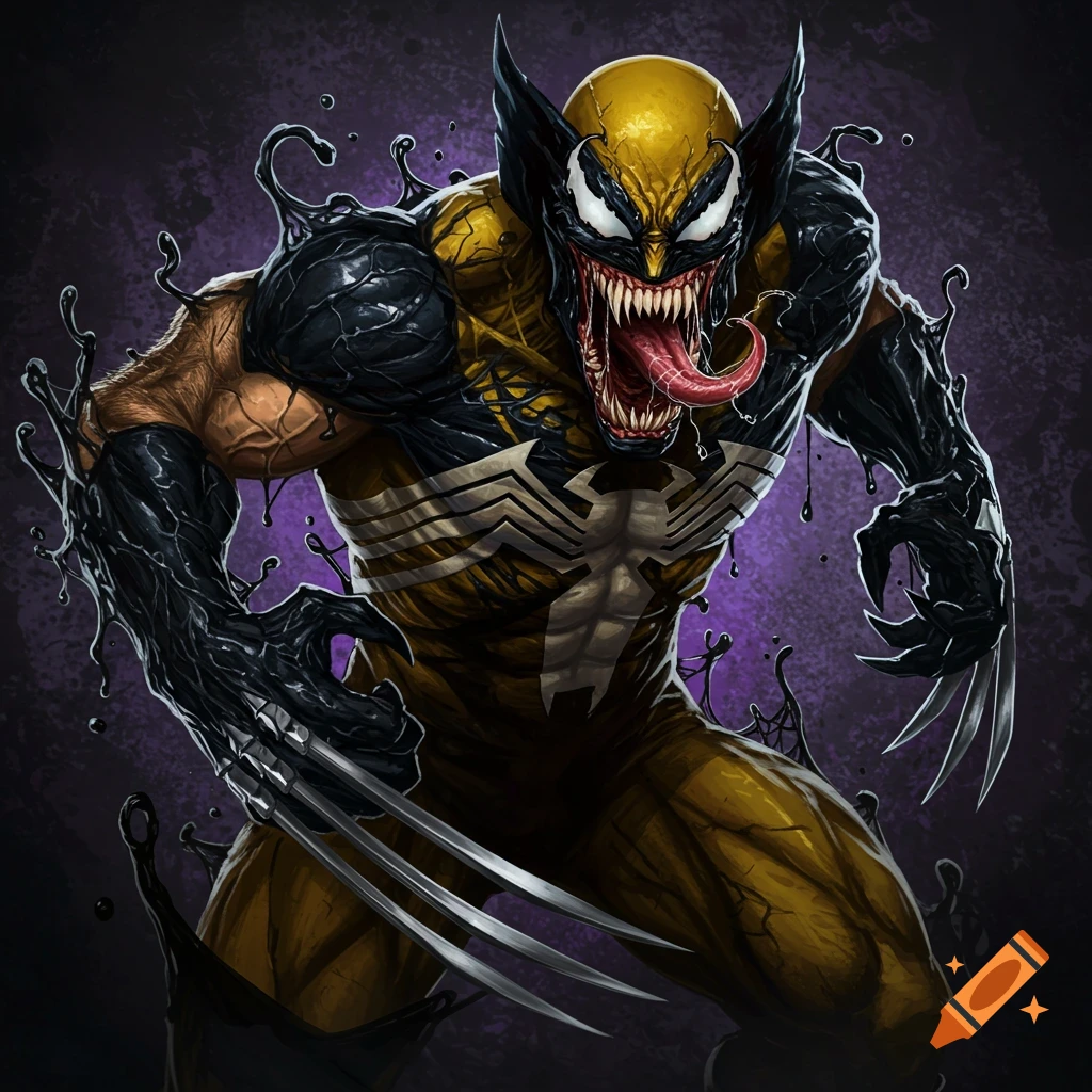 A portrait of a menacing Wolverine, his claws extended and fangs bared.
