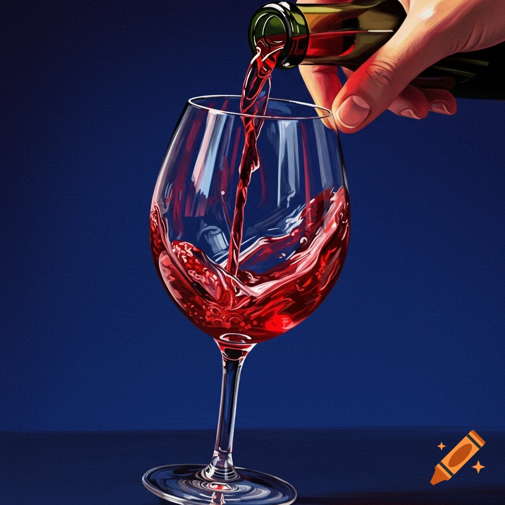 Red wine being poured into a glass
