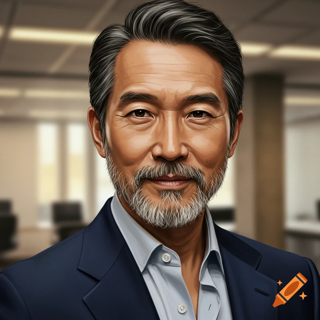 An older man in a suit, with a beard and graying hair, in an office.