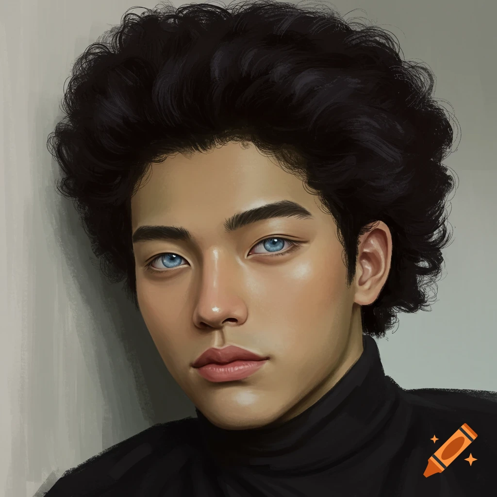 A young man with dark hair and blue eyes.