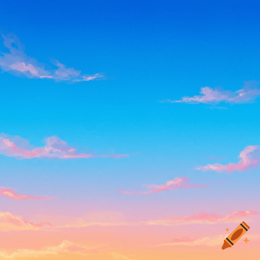 Sunset sky with blue, pink, and orange clouds.