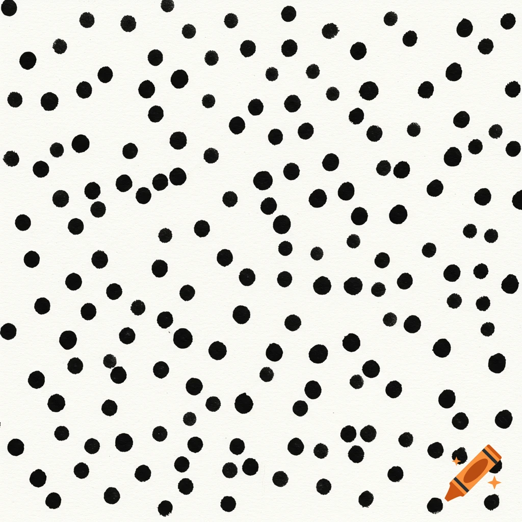 Scattered black dots on a white background.