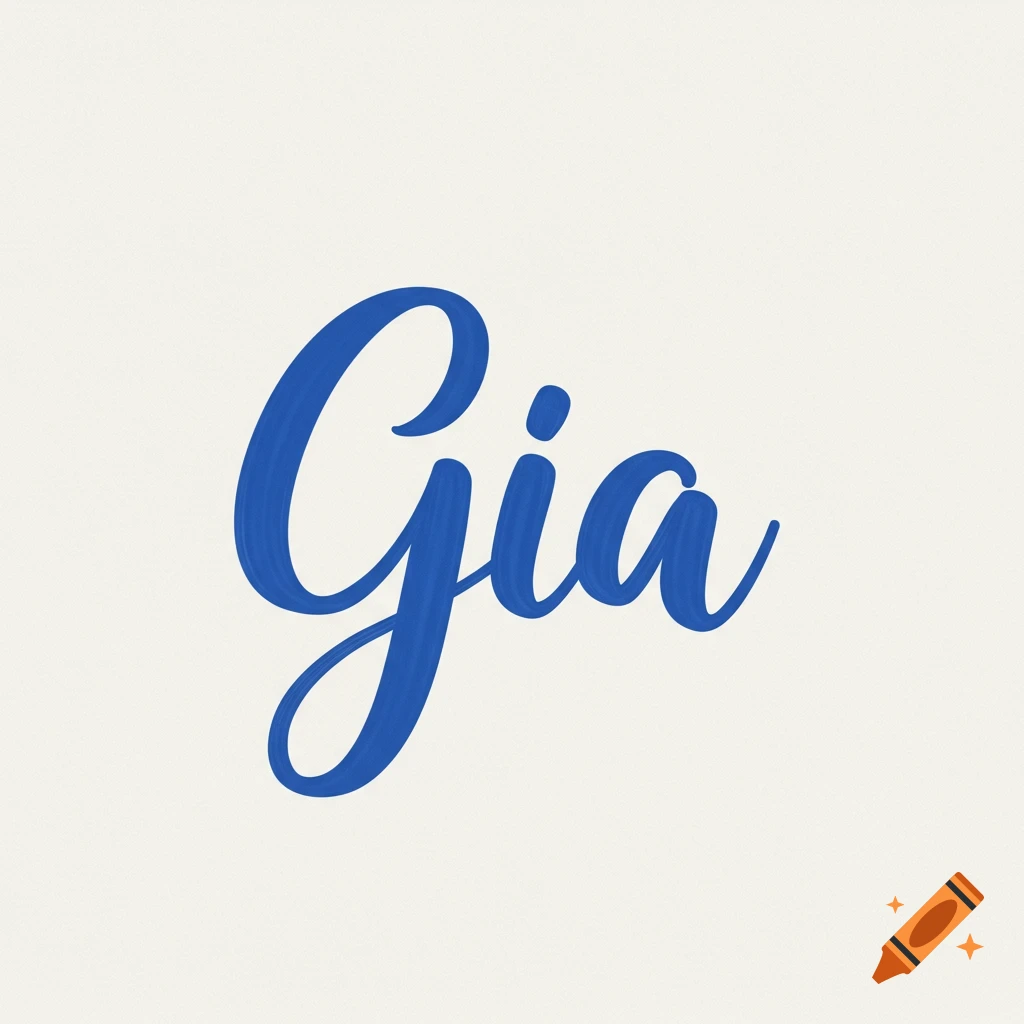 The name Gia written in blue cursive script