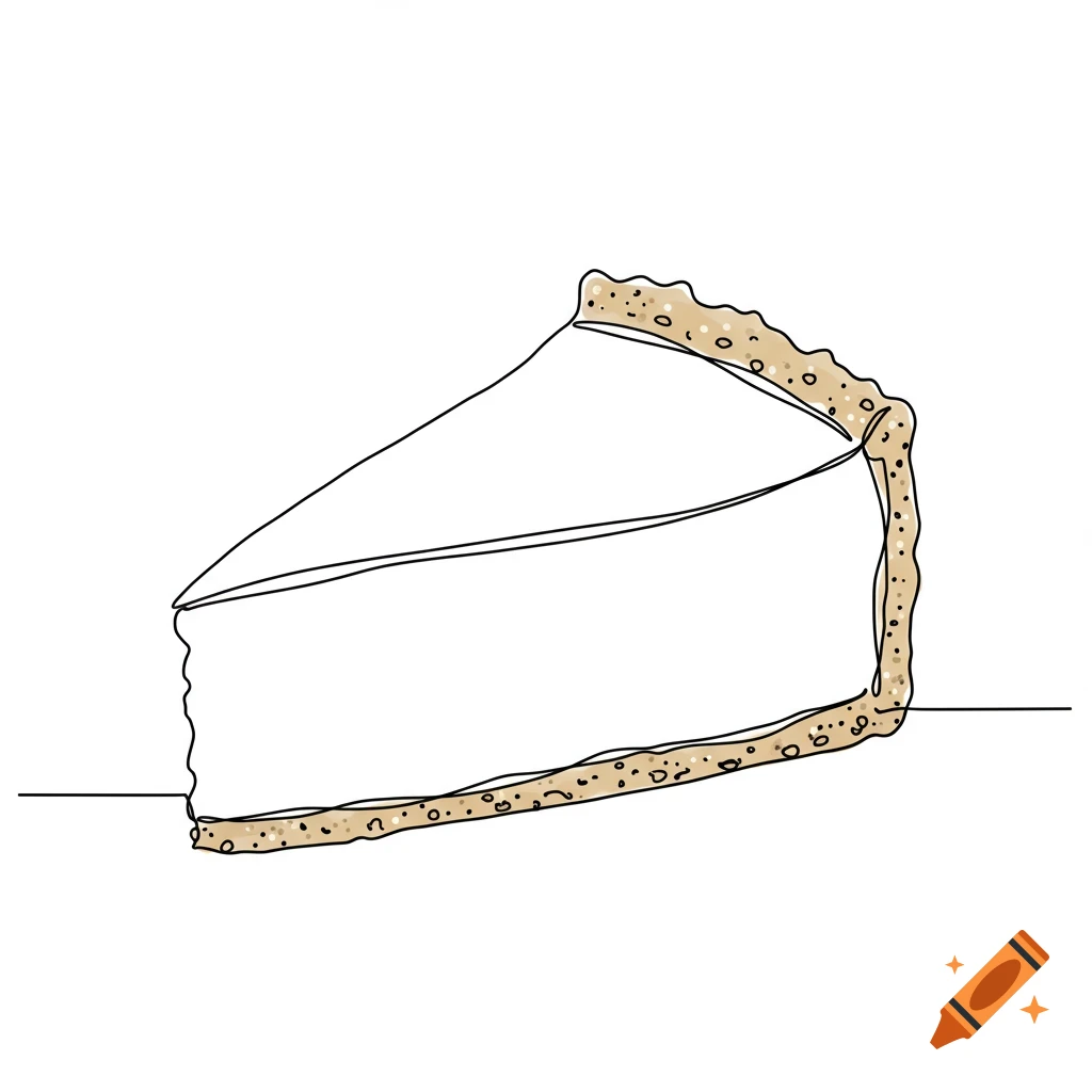 Abstract line art drawing of a slice of cheesecake