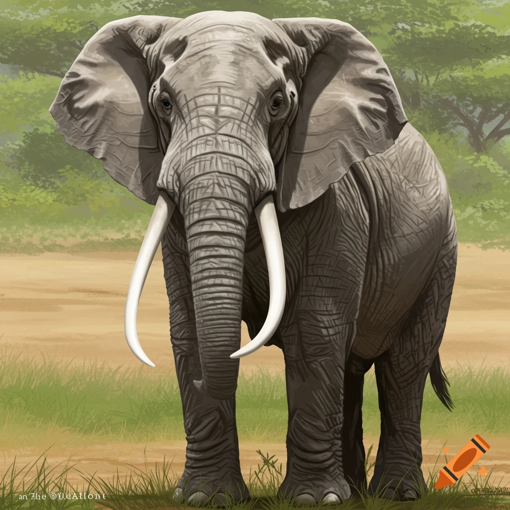 An elephant standing in a savanna.