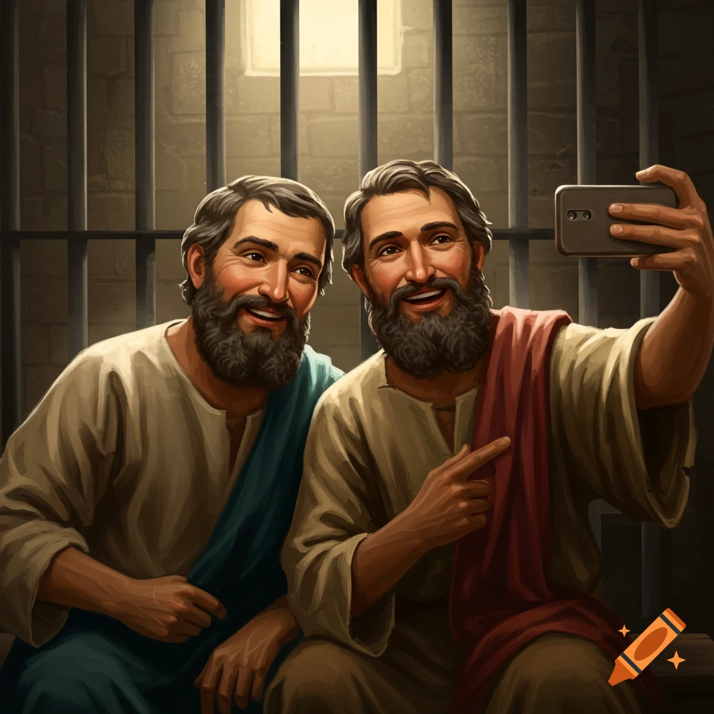 Paul and Silas taking a selfie in jail