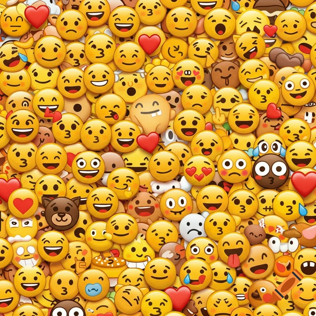 A dense collection of various colorful emojis showing different expressions.
