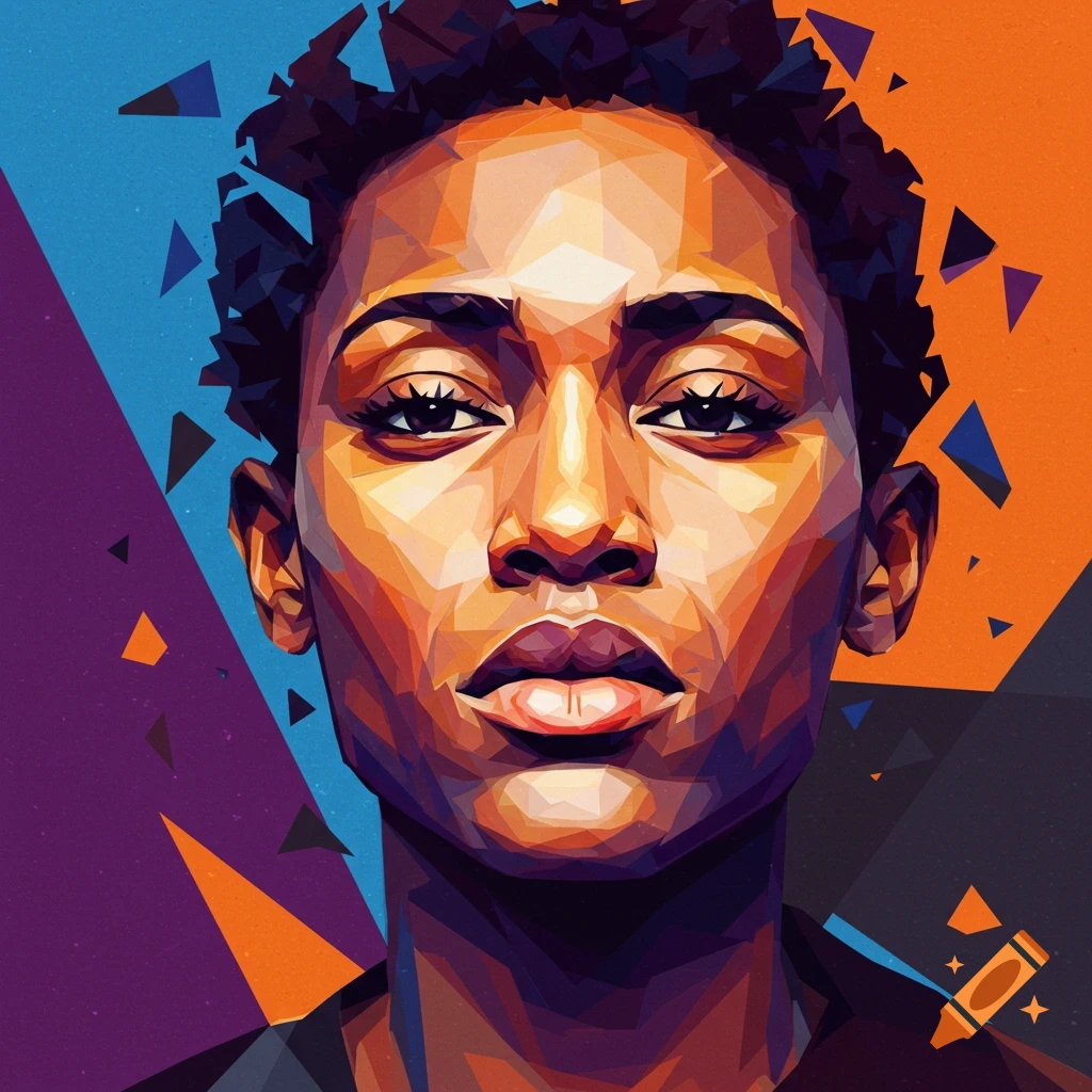 Abstract cubist style portrait of a person.