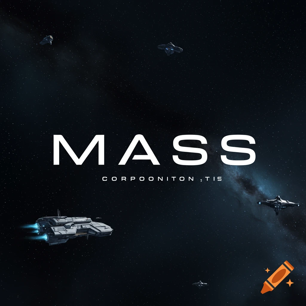White text 'MASS' over spaceships and a dark space background with stars.