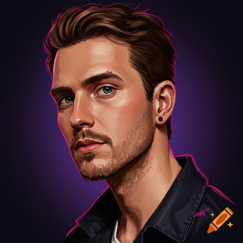 A man with brown hair, blue eyes, and a beard