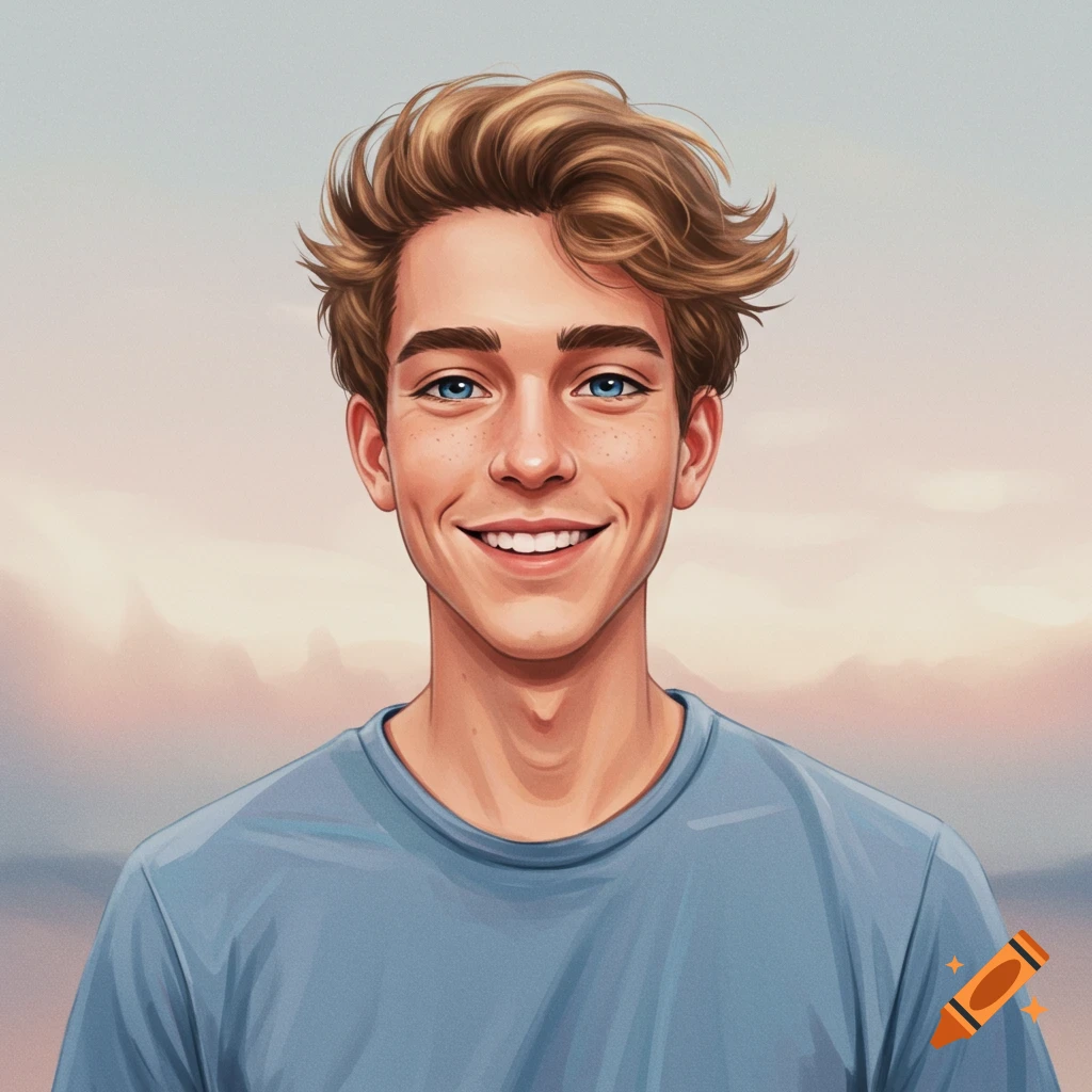 A smiling young man with blonde hair and blue eyes.