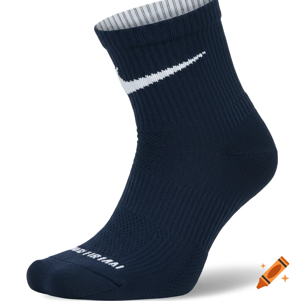 Navy blue ankle sock with white Nike swoosh
