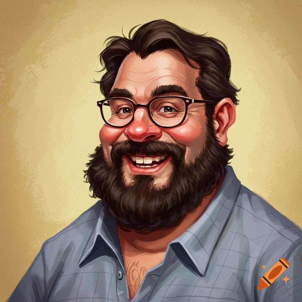 A smiling man with a beard, glasses, and missing teeth.