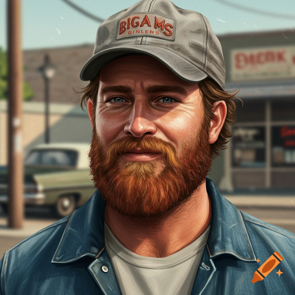 Bearded man wearing a baseball cap outdoors.