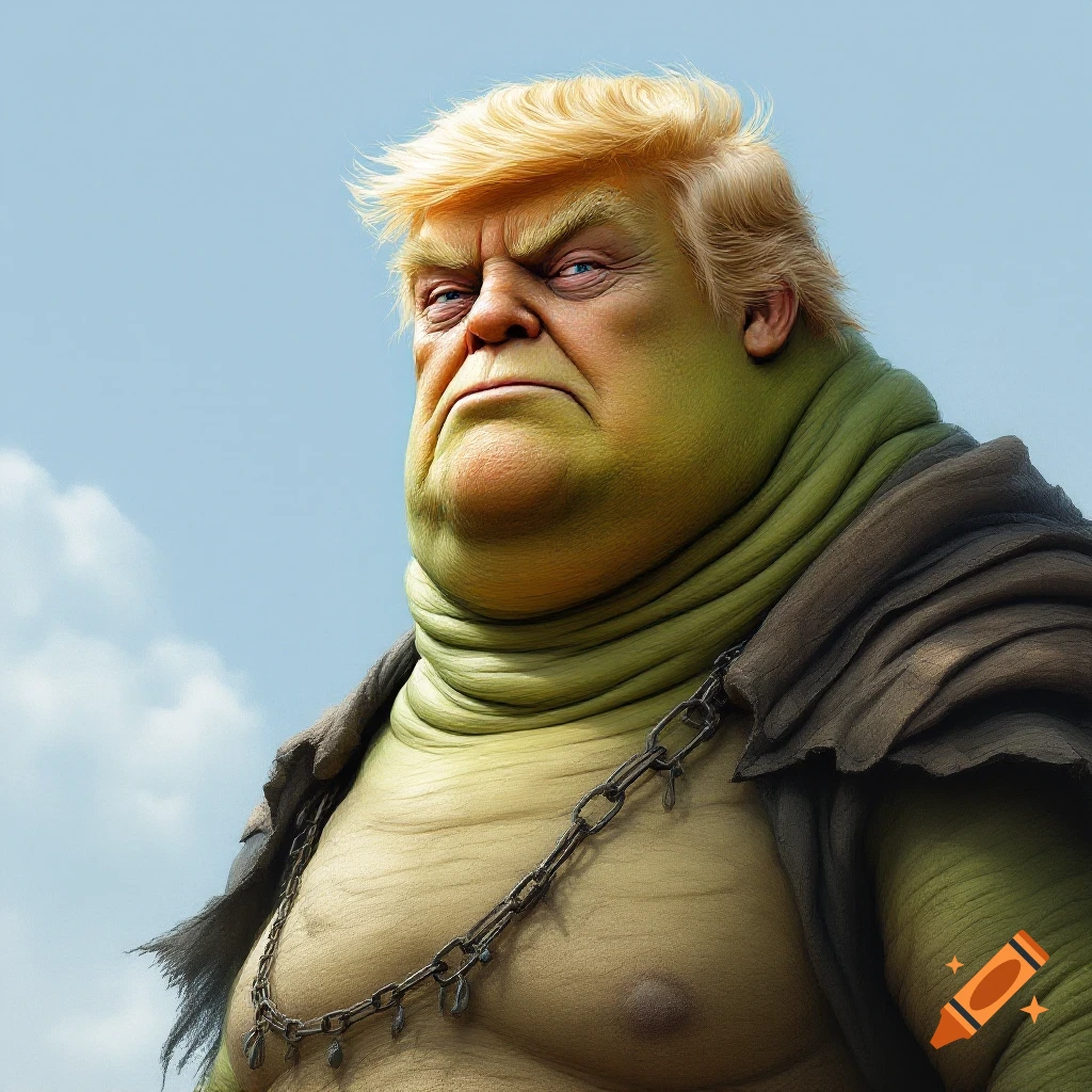 Donald Trump's face on Jabba the Hutt's body.