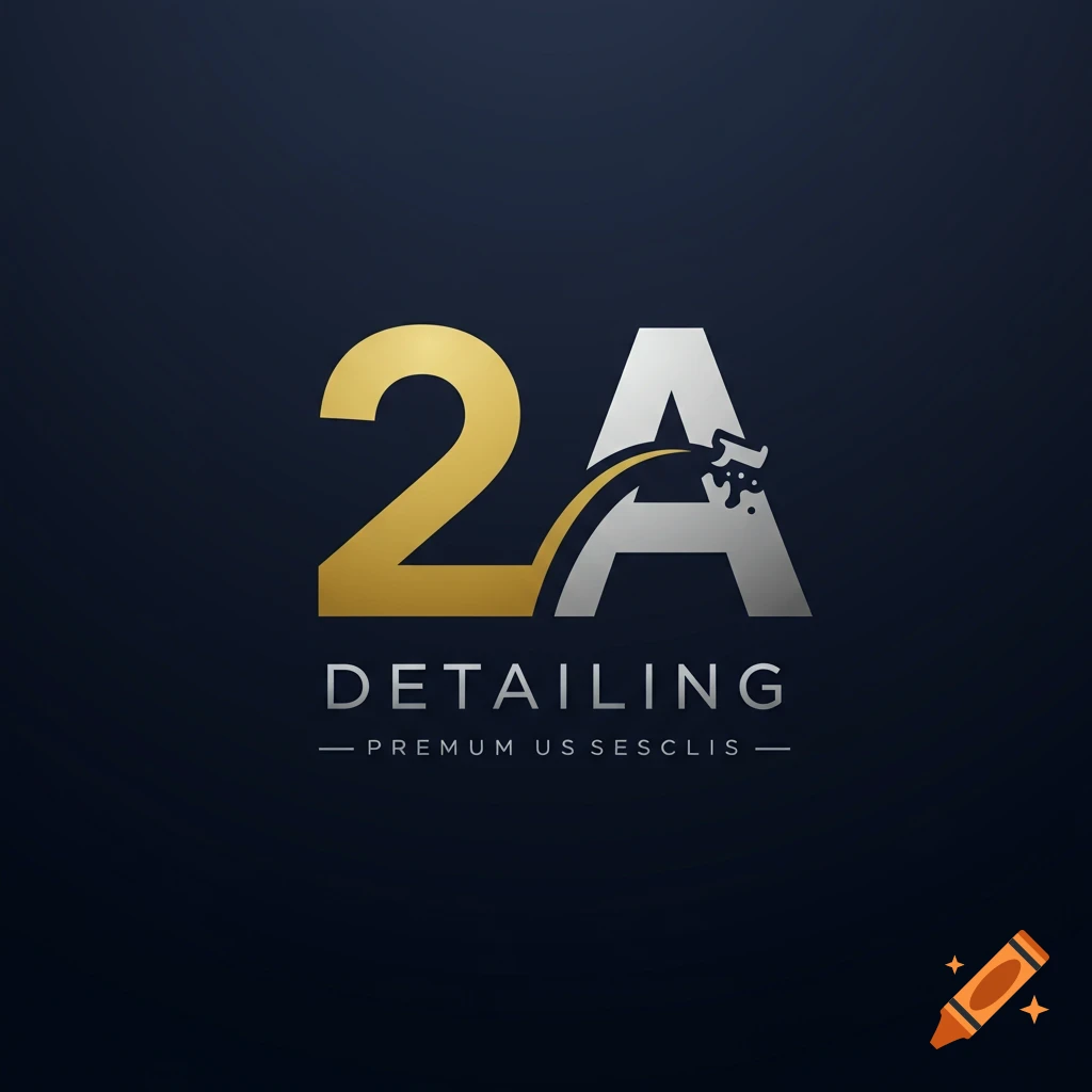 A logo with a large golden number 2 and a silver letter A with a silver liquid splash. Below is the text DETAILING and smaller text PREMUM US SESCLIS.