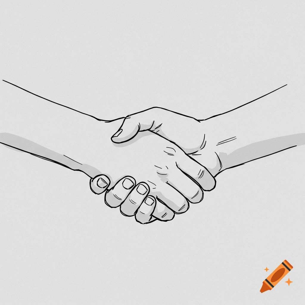 Simple sketch of two hands shaking