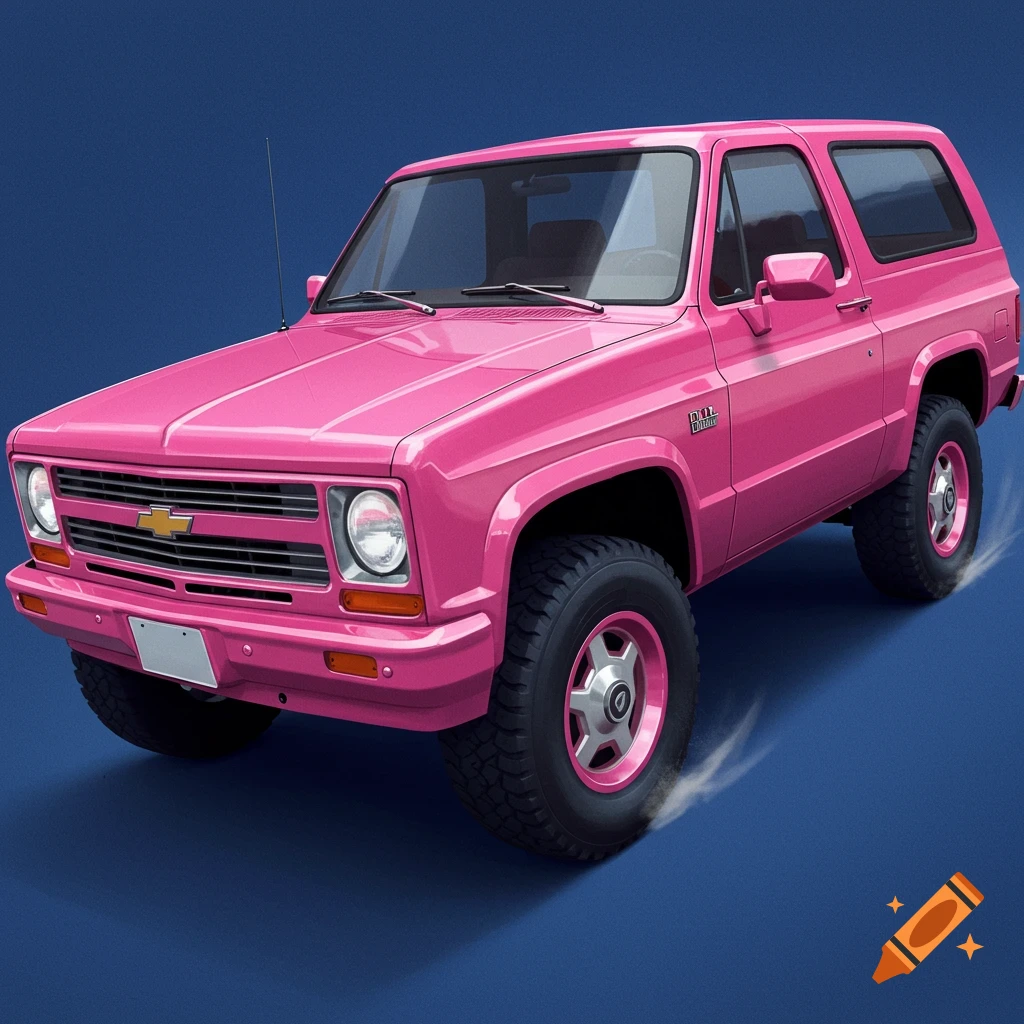 A pink Chevrolet Blazer SUV.
