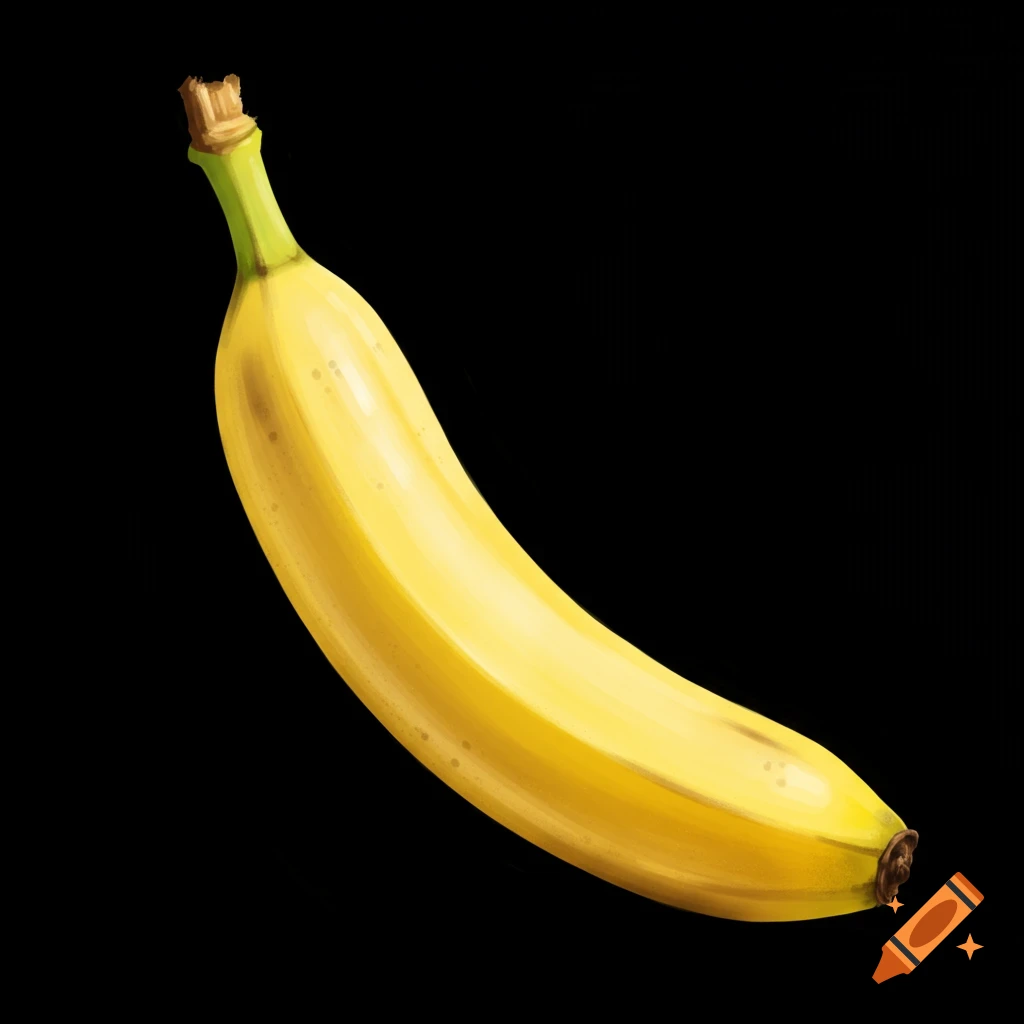 A banana on a black background.
