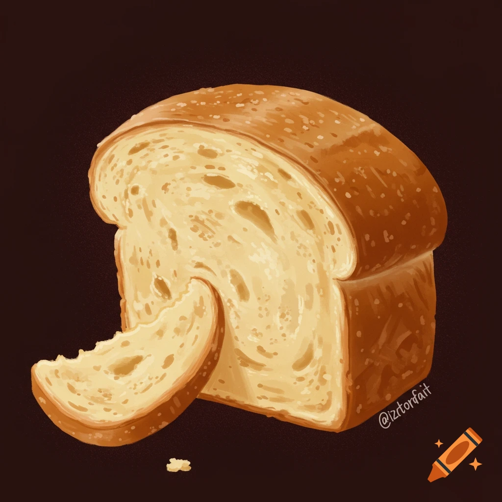 A loaf of bread with a slice falling.