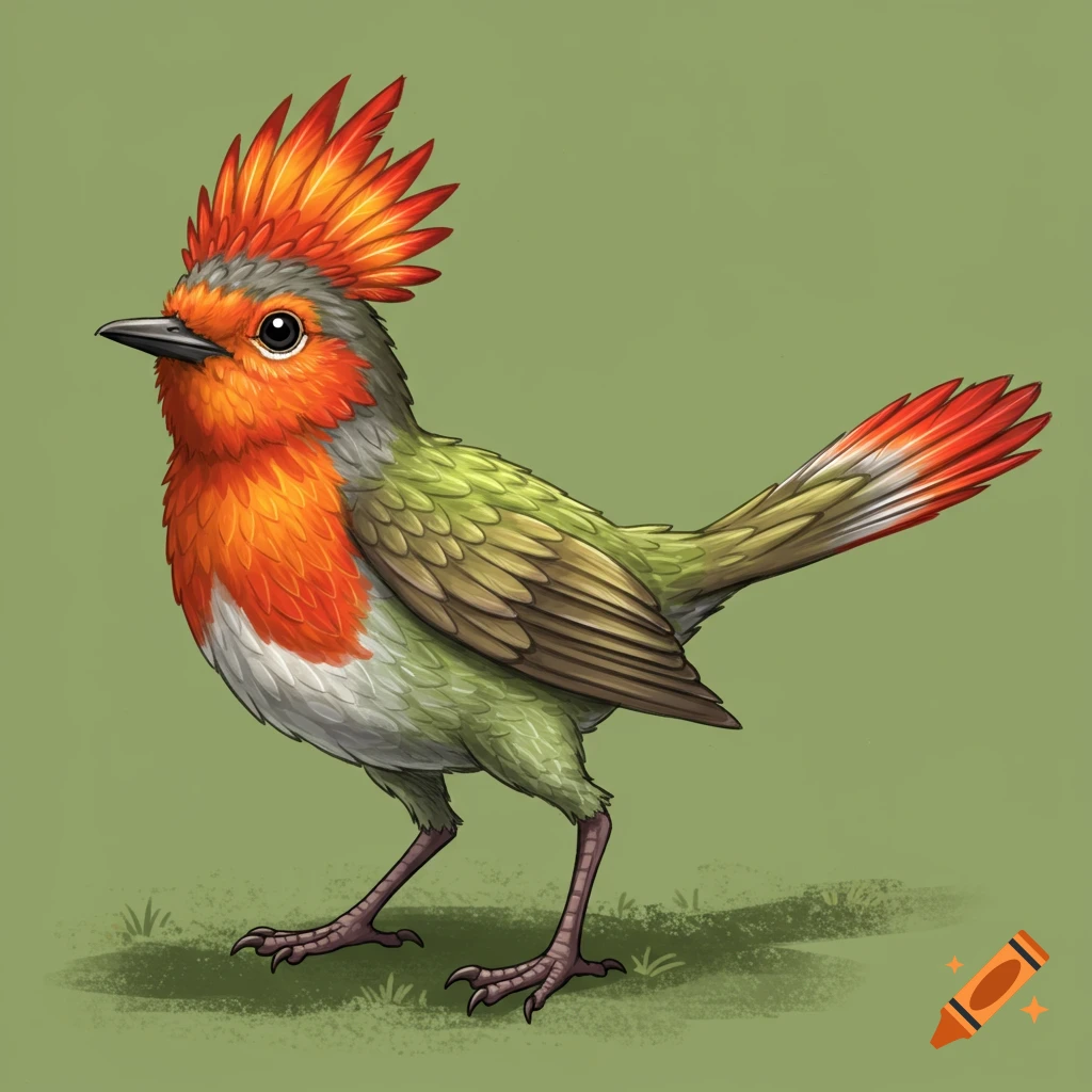 A robin dinosaur hybrid bird.