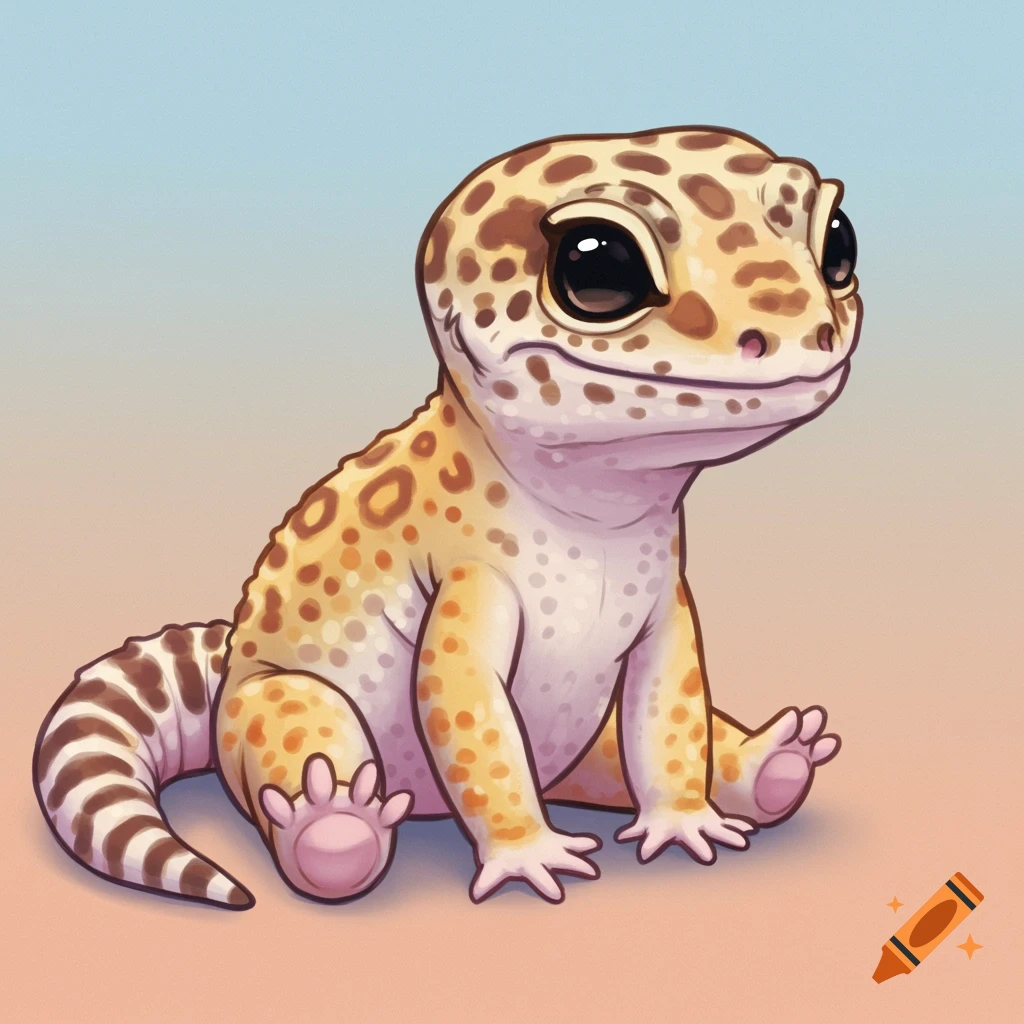 Cartoon leopard gecko sitting