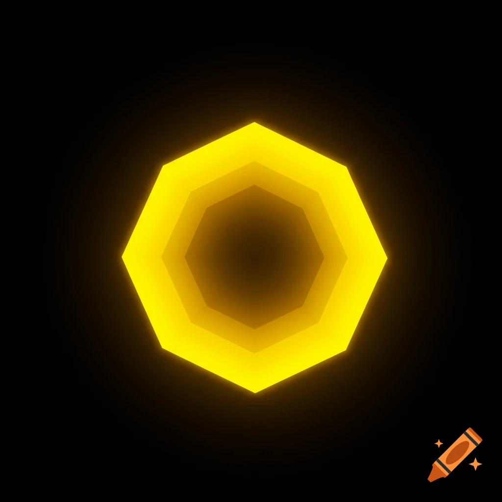 A glowing yellow octagon shape on a black background.