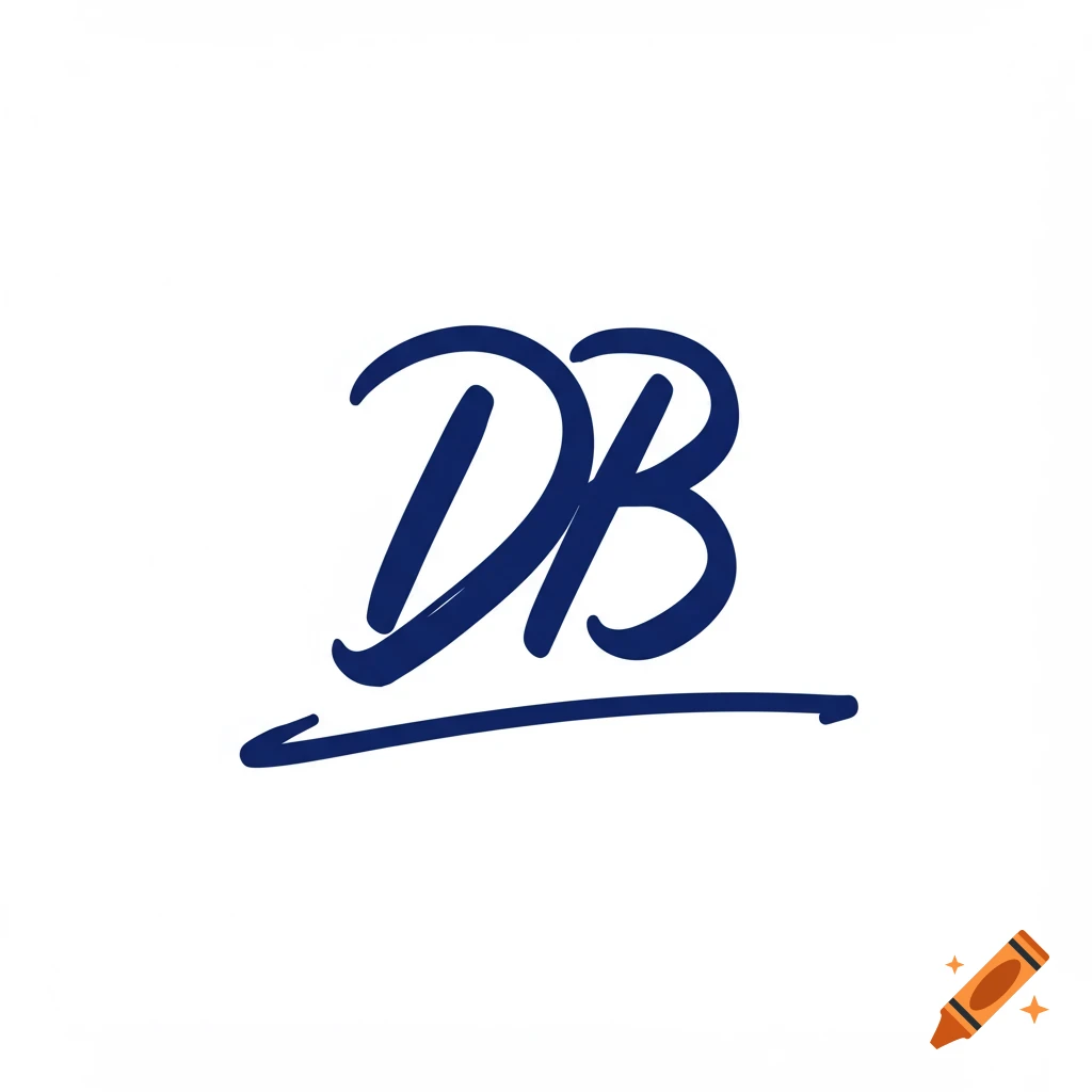 A blue handwritten signature of the letters DB on a white background.