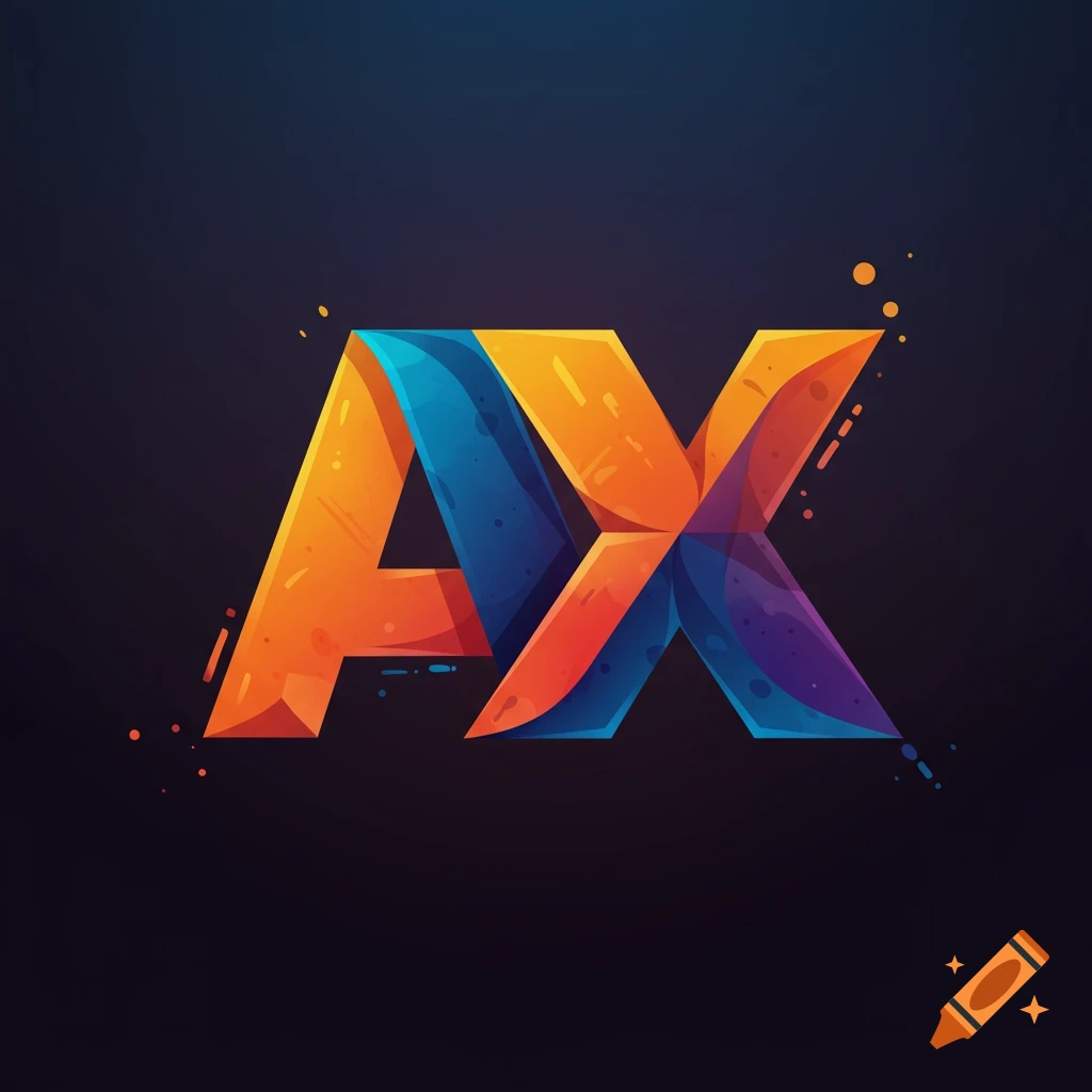 Stylized image of the letters AX overlapping in orange, blue, and purple