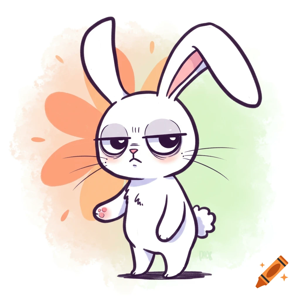 A cynical cartoon bunny illustration.
