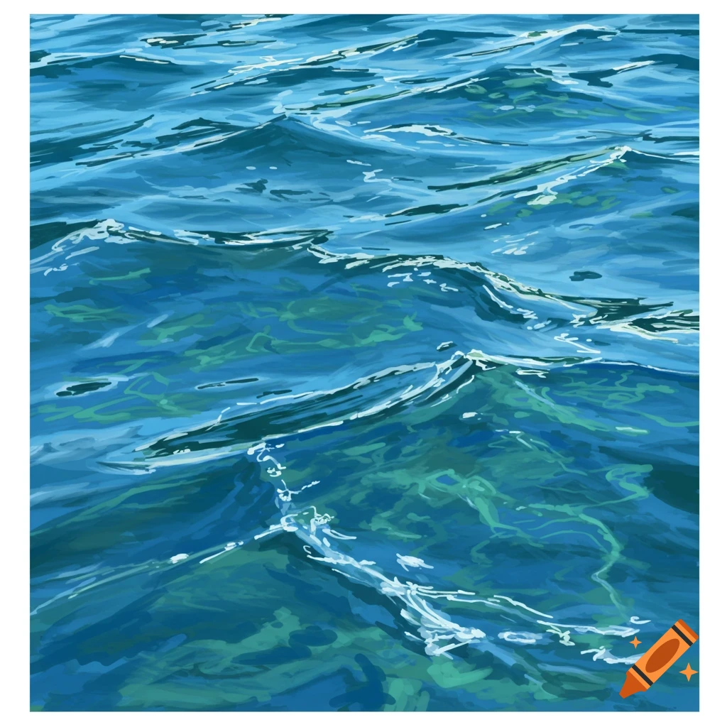 Choppy blue and green water with light reflections.