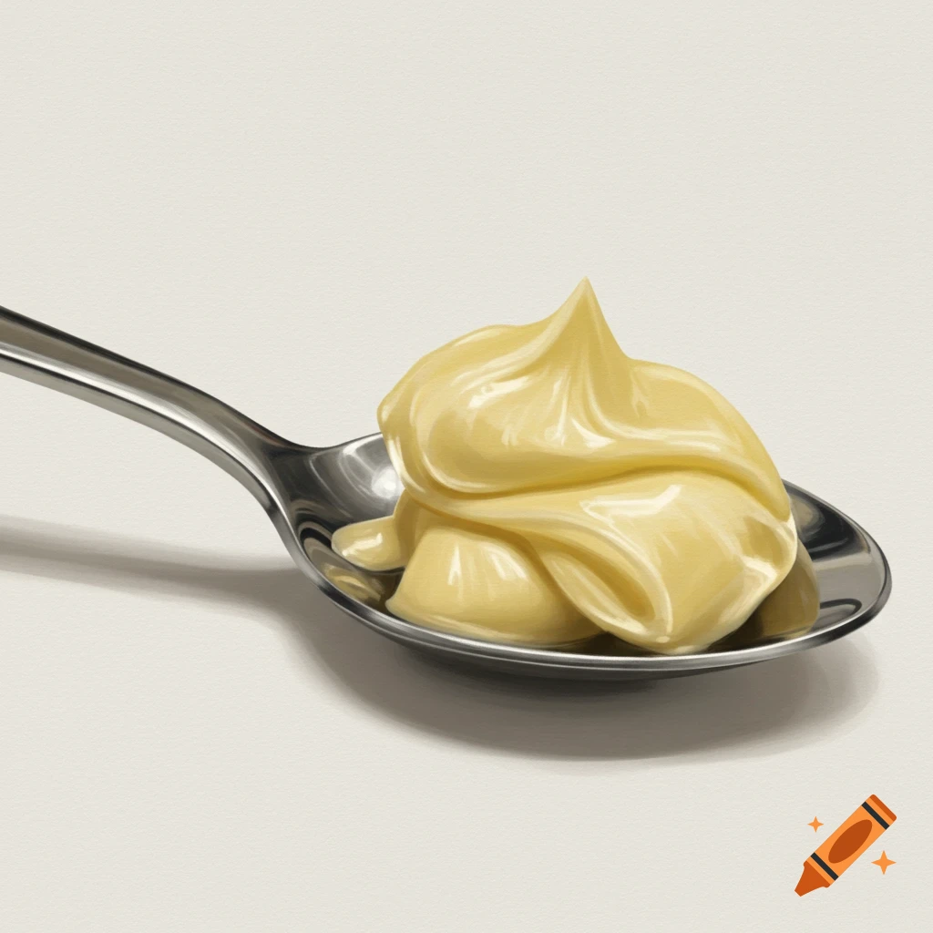 A teaspoon filled with butter.