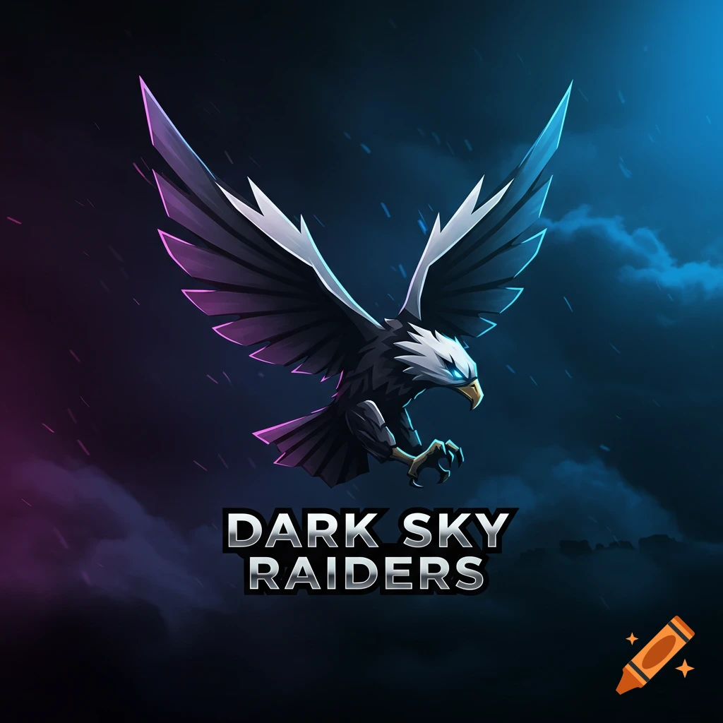 Esports logo with a stylized eagle flying under the text "DARK SKY RAIDERS".