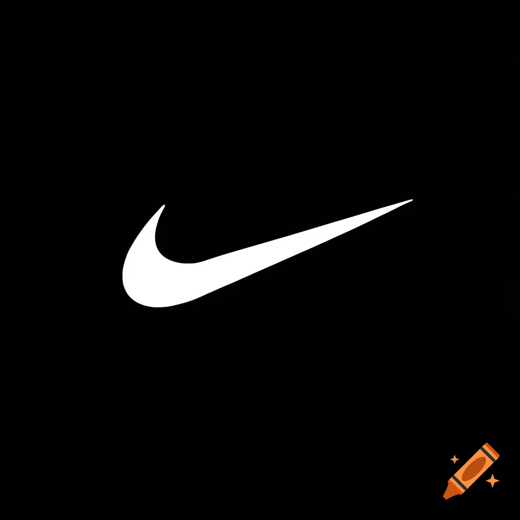 White Nike swoosh logo on a black background.
