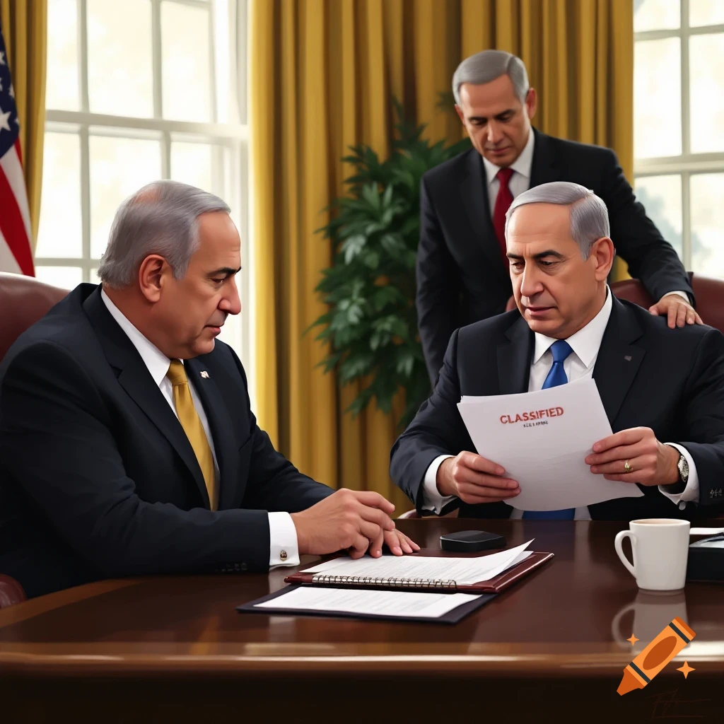 Men in suits looking at documents in an office, resembling a political meeting.