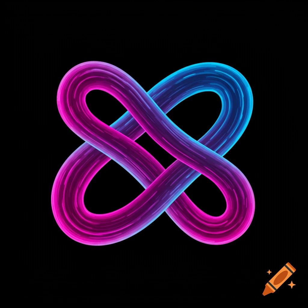 Abstract glowing knot shape in pink and blue