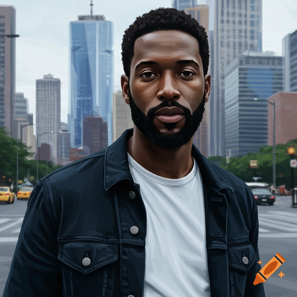 a Black man in a city.