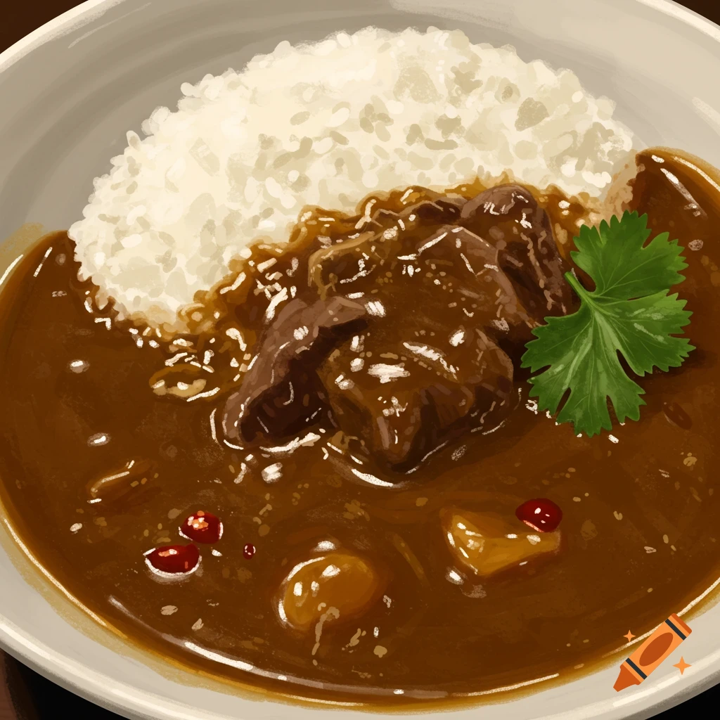 Illustration of Japanese curry rice.