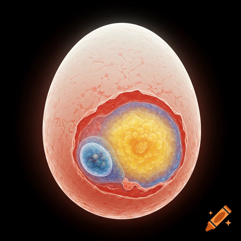 Digital illustration of a human egg showing internal structures