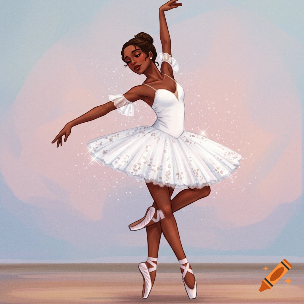 A ballerina in a white tutu dancing on a stage.