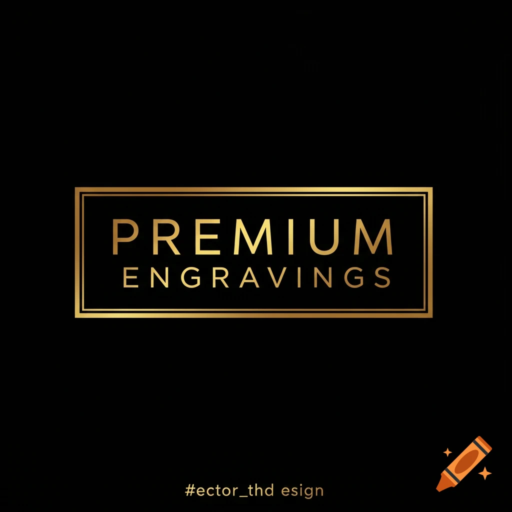A black background with a gold rectangular frame containing the gold text 'PREMIUM ENGRAVINGS'.